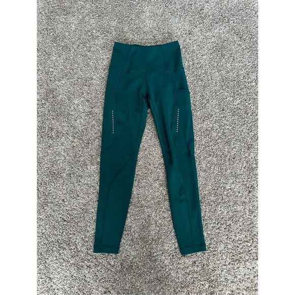 Sweaty Betty Therma Running Leggings 7/8 High Rise Pockets Dark Green Size XXS - Picture 2 of 10